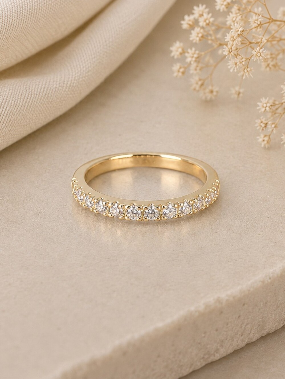 Gold Pavé Crystal Eternity Band